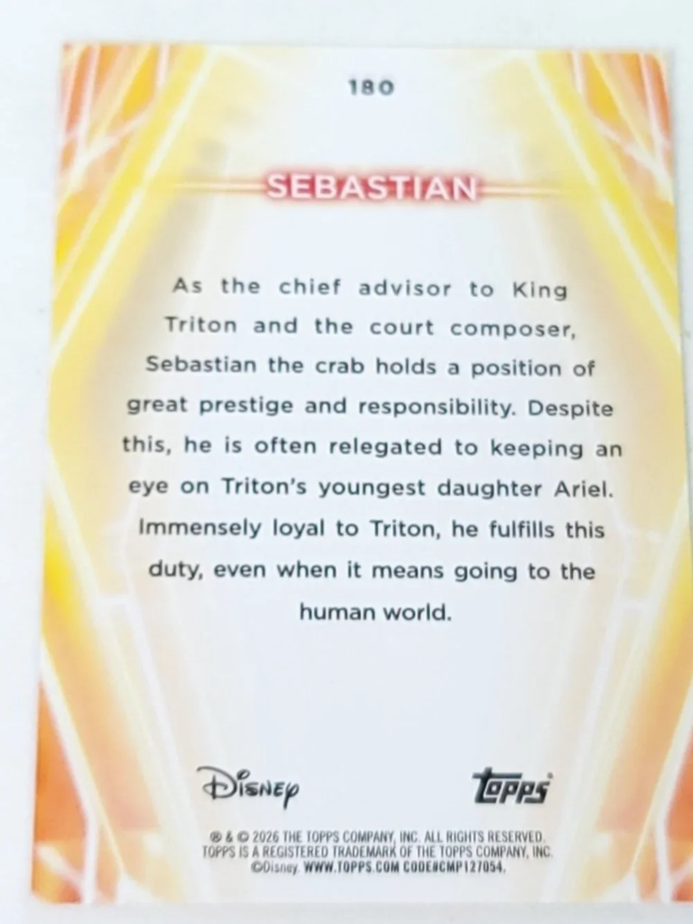 Sebastian Topps 2026 Disney Neon Holo Parallel Refractor Limited 50/99 - Picture 4 of 4